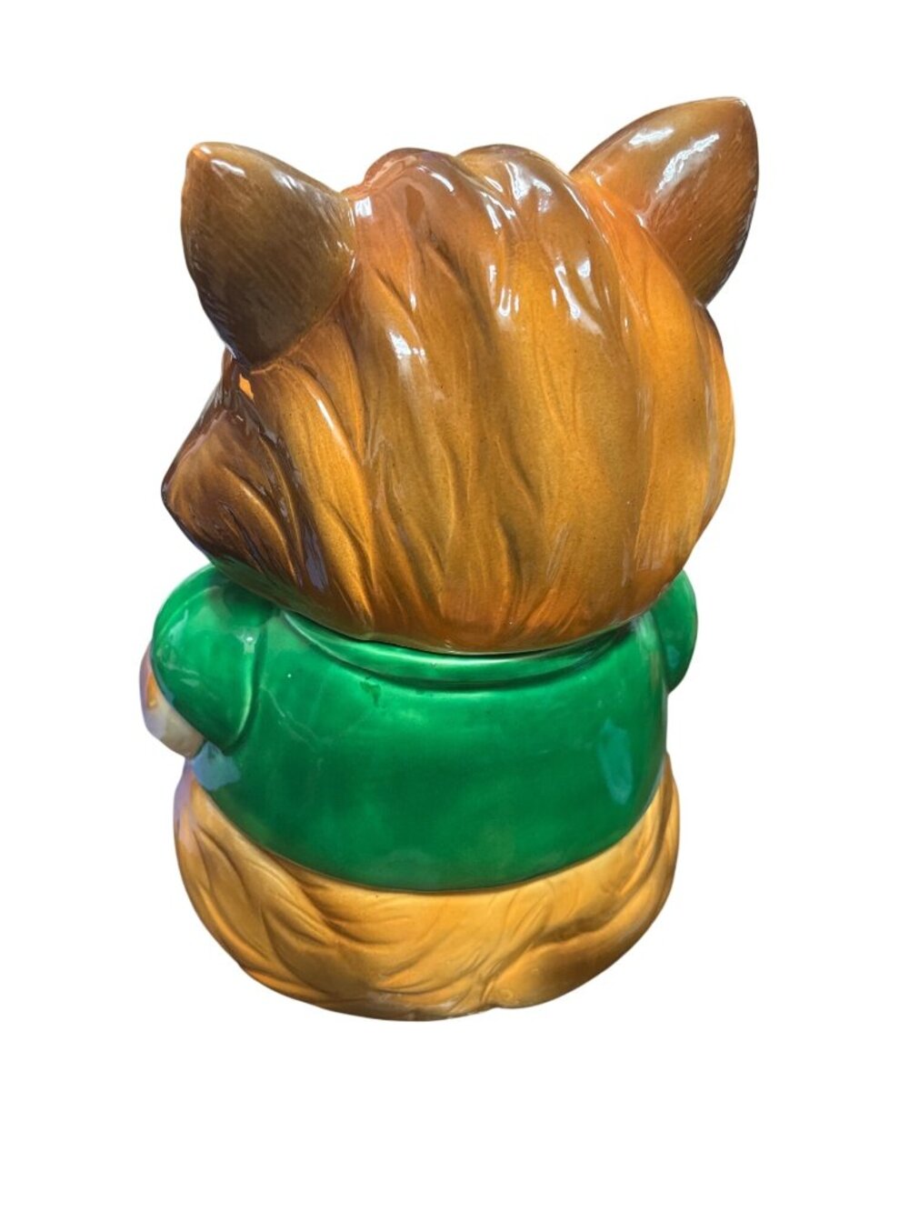 Japan Made vintage 50's brown green cat kitten 10"x7"x5" cooke jar SKU 10-238 - Picture 5 of 16